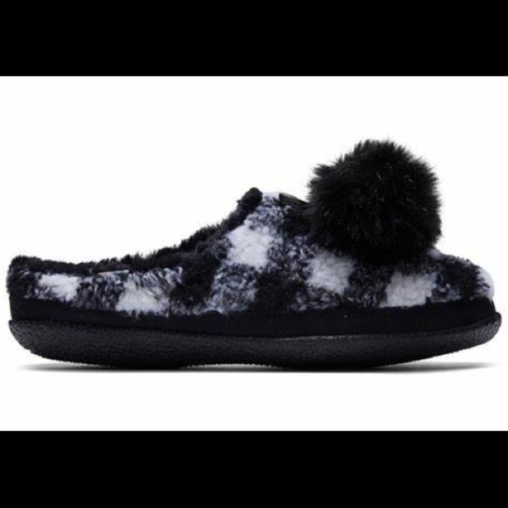 TOMS Black Plaid Slippers *NEW
